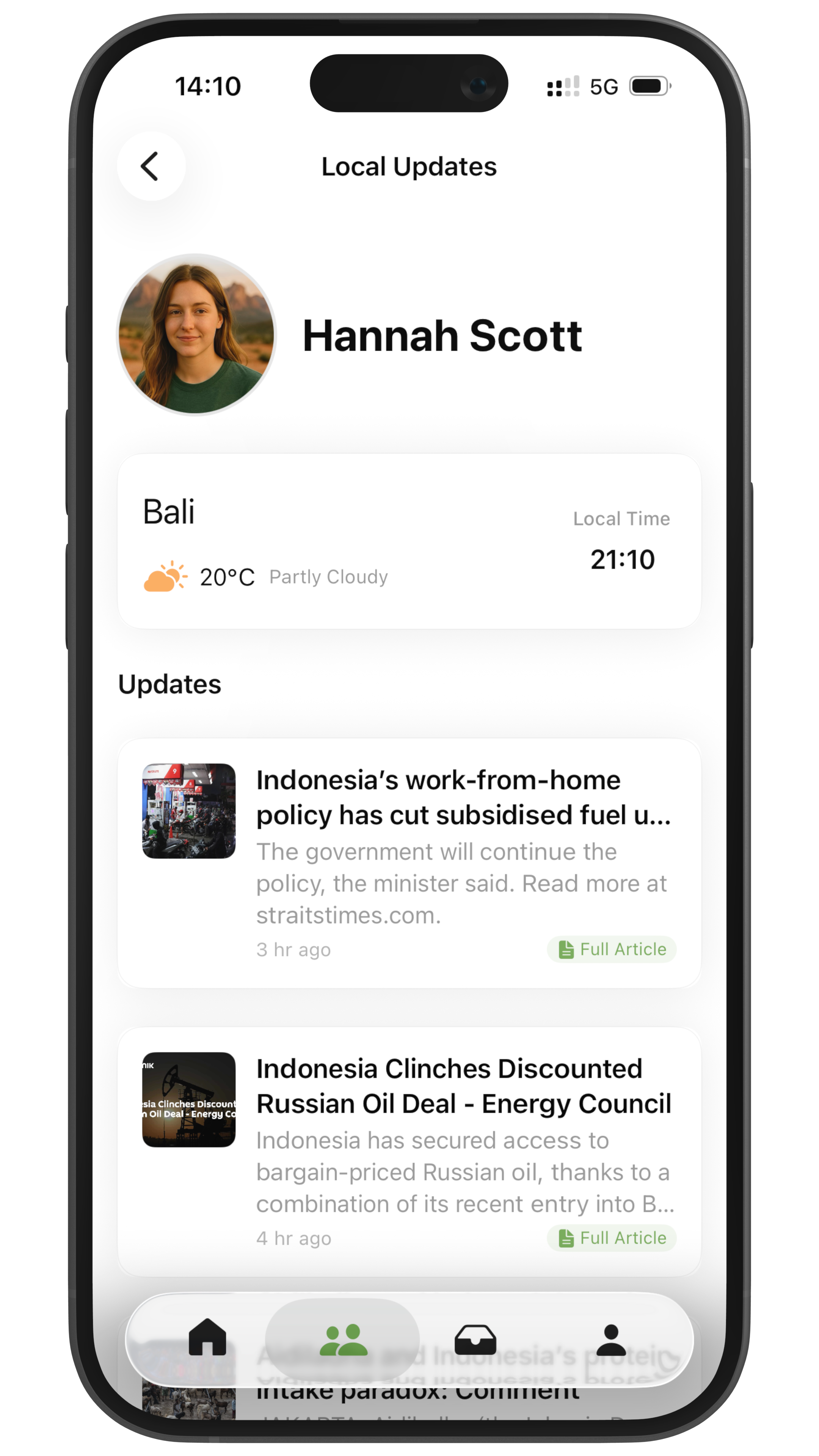 Local updates screen - Start better
conversations